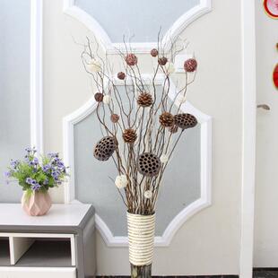 干花枝天然莲蓬龙曲柳树枝装饰客厅落地玄关隔断橱窗插花干枝摆件