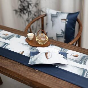 新中式桌旗茶垫茶席复古经典文创桌巾茶室书房卧室玄关电视柜桌布