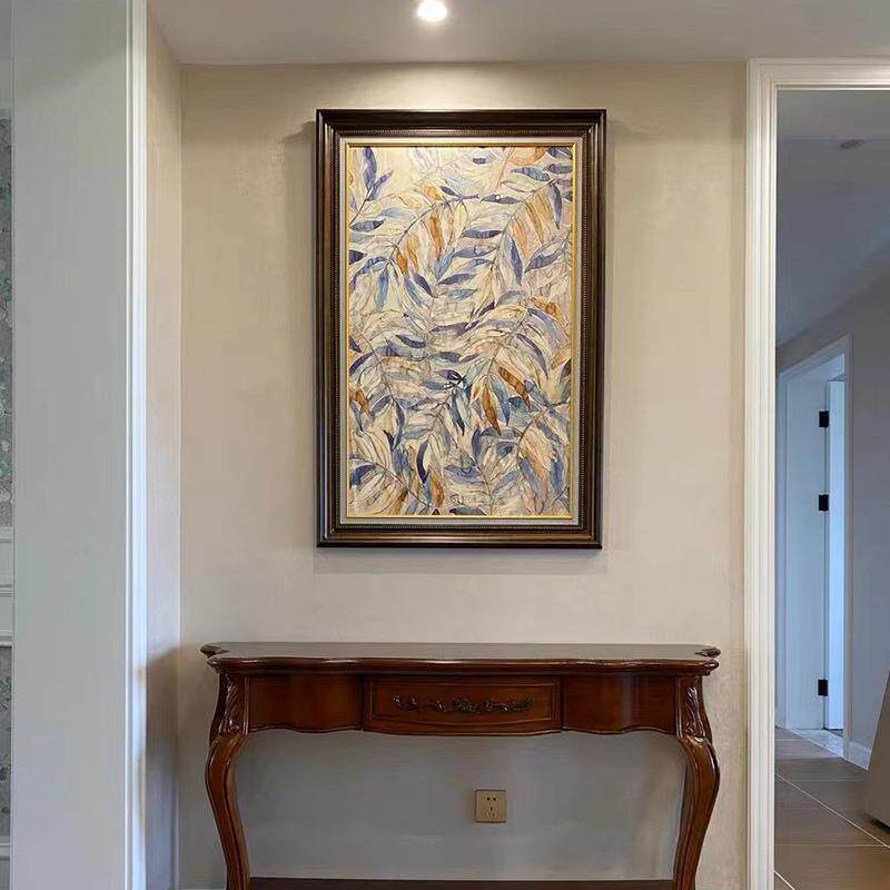 美式入户玄关装饰画欧式过道走廊挂画竖版现代简约简美轻奢壁画
