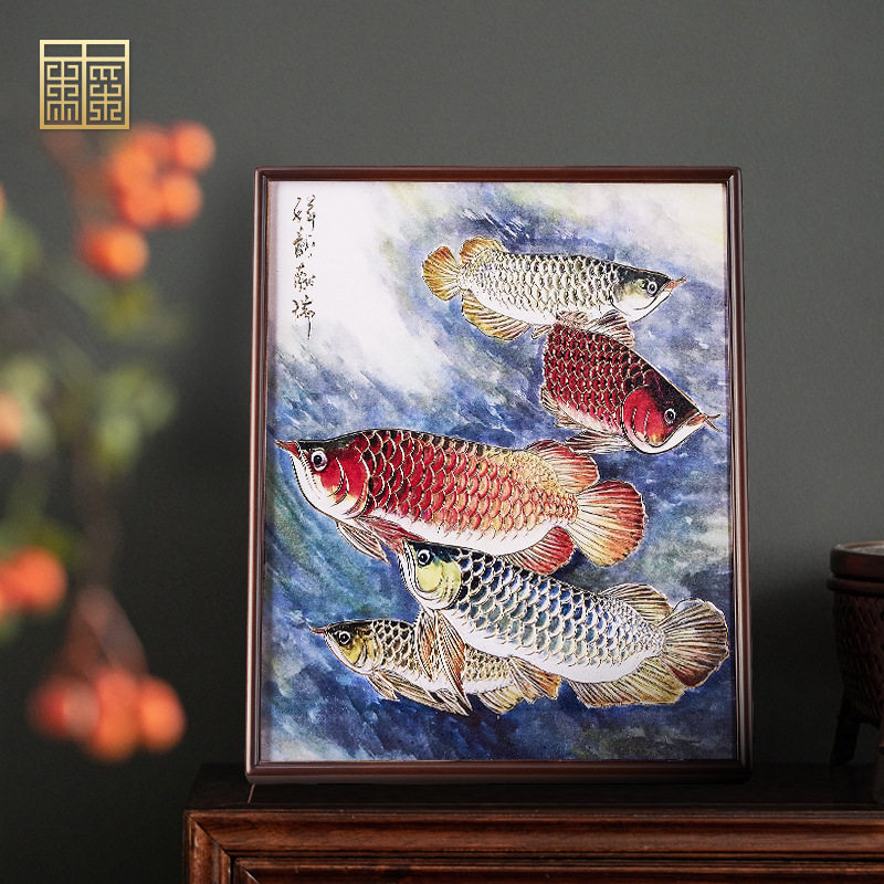 《祥龙献瑞》铜雕画新中式现代卧室床头客厅书房办公室桌面摆画图片