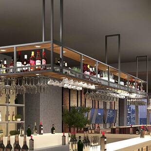 吧台吊架置物架工业风吊挂酒柜高脚杯倒挂式铁艺红酒架悬挂酒杯架