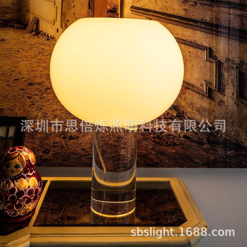 意大利复古中古风玻璃设计师别墅样板房网红丹麦客厅床头水晶台灯