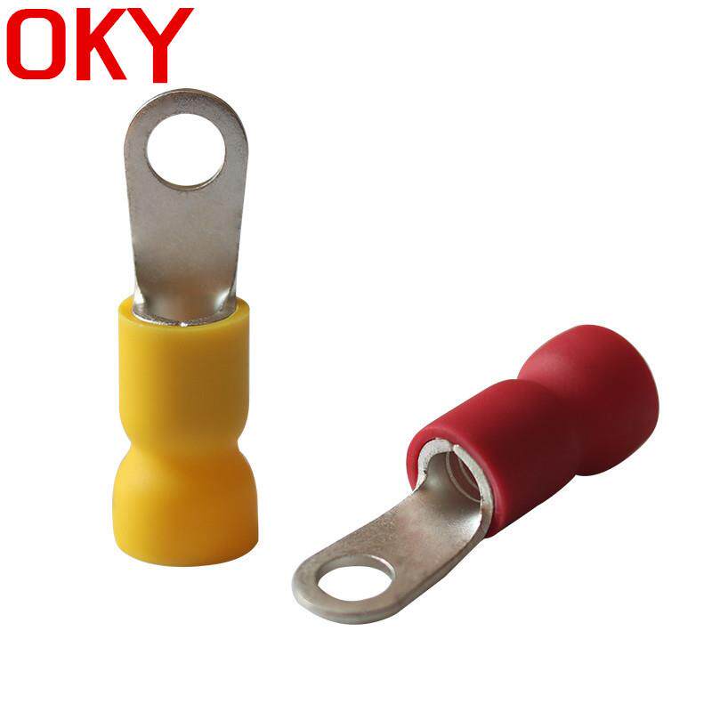 RVE易进线冷压端子圆形预绝缘端头带喇叭口护套环形二次接线鼻子