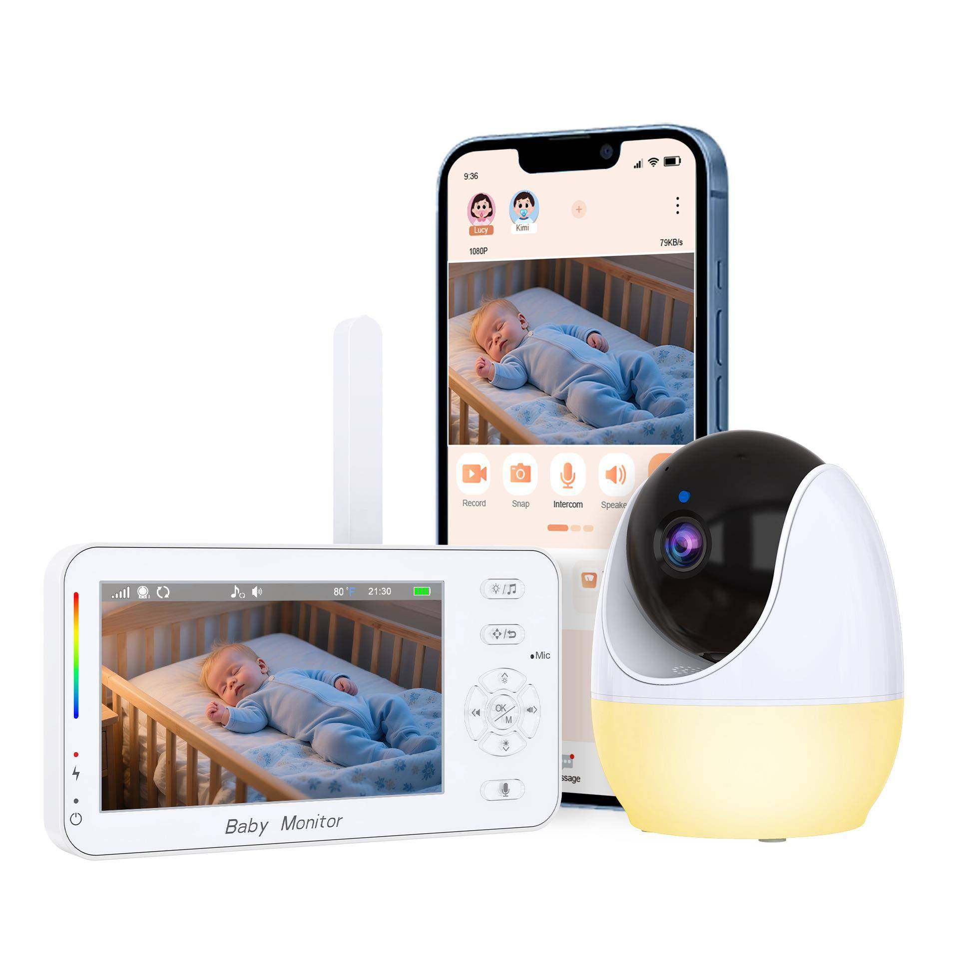 新款4.3寸高清babymonitor无线视频婴儿监视器宝宝看护器监护器