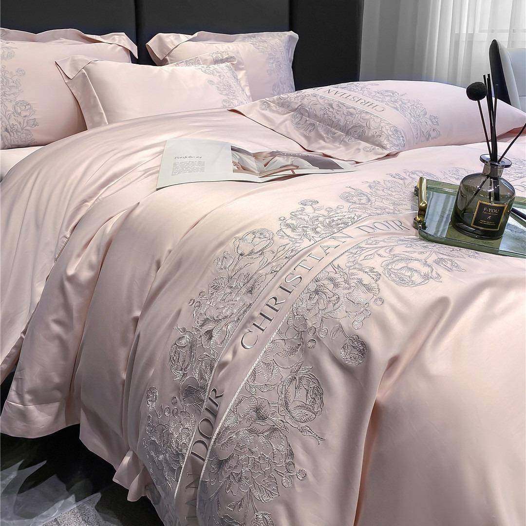 奥轻奢风高端100s全棉四件套公主风纯棉长绒棉被套床单家纺T
