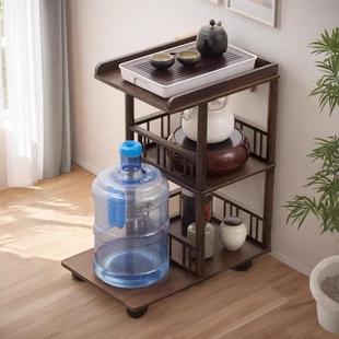 移动茶台客厅茶桌家用实木茶几边柜小户型茶车泡茶一体收纳新中式