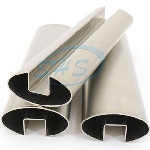 304不锈钢椭圆凹槽60X40 X1.5抛光表面栏杆扶手用 20X20