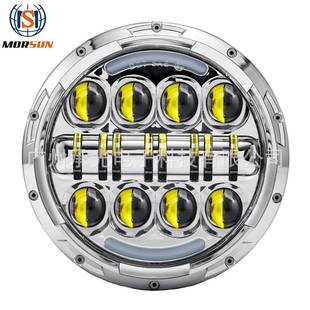 适用牧马人7寸led大灯哈雷改装大灯吉普多功能双色LED前照灯