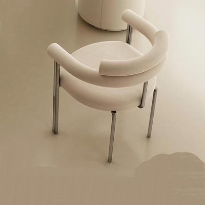 I1奶油风茶桌椅子简约现代创意不锈钢休闲靠背椅办公室泡茶主人椅