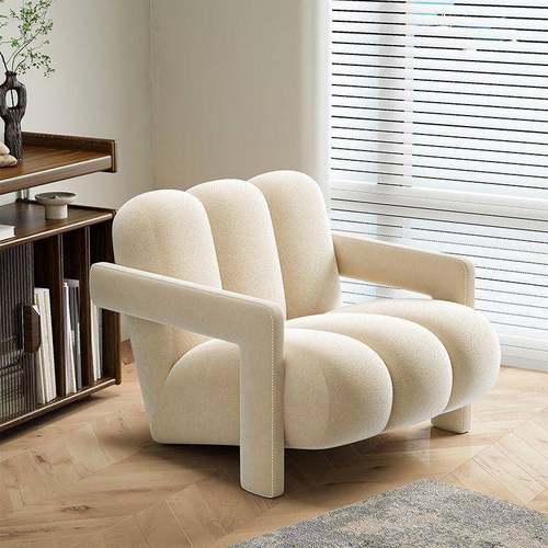 轻奢单人沙发客厅布艺奶油风休闲设计师懒人沙发椅单人椅阳台卧室