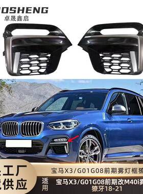 适用于宝马X3獠牙雾灯框G01前期改M40i铈灰色獠牙雾灯亮黑雾灯框