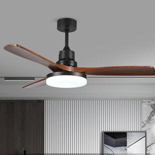 中古风扇灯大风力餐厅灯复古实木吊扇灯客厅静音电风扇吊灯