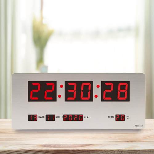 LED钟电子钟万年历客厅电子挂钟闹钟CLOC时钟钟表壁挂式时尚