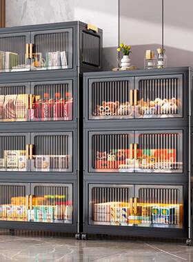 黑色收纳柜折叠柜双开门免安装儿童玩具衣柜家用大容量储物箱