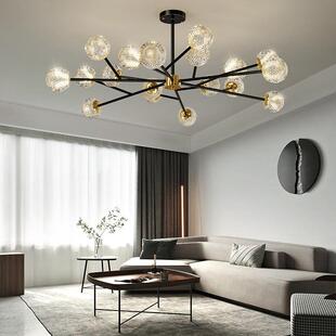 全铜轻奢风客厅吊灯后现代简约大气高档水晶卧室餐厅魔豆分子灯具