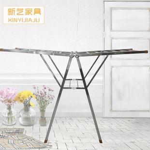 晾衣架落地折叠加厚不锈钢翼型晒衣架阳台双层移动毛巾架供应