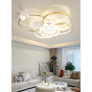 客厅灯吸顶灯网红奶油风轻奢花瓣大厅灯现代简约大气家用灯具套餐