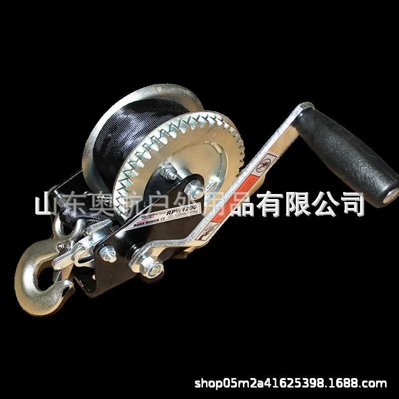 绞盘 摩托艇拖车手摇绞盘编织带手动绞车吊机钢丝绳绞盘