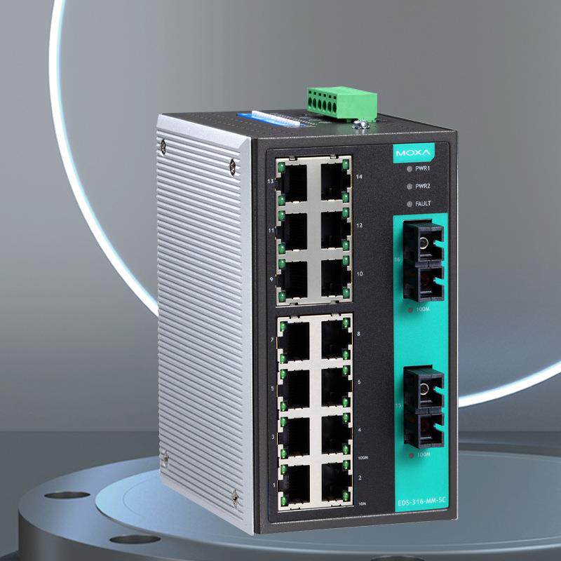 MOXA EDS-316 摩莎moxa16口非网管型 工业以太网交换机