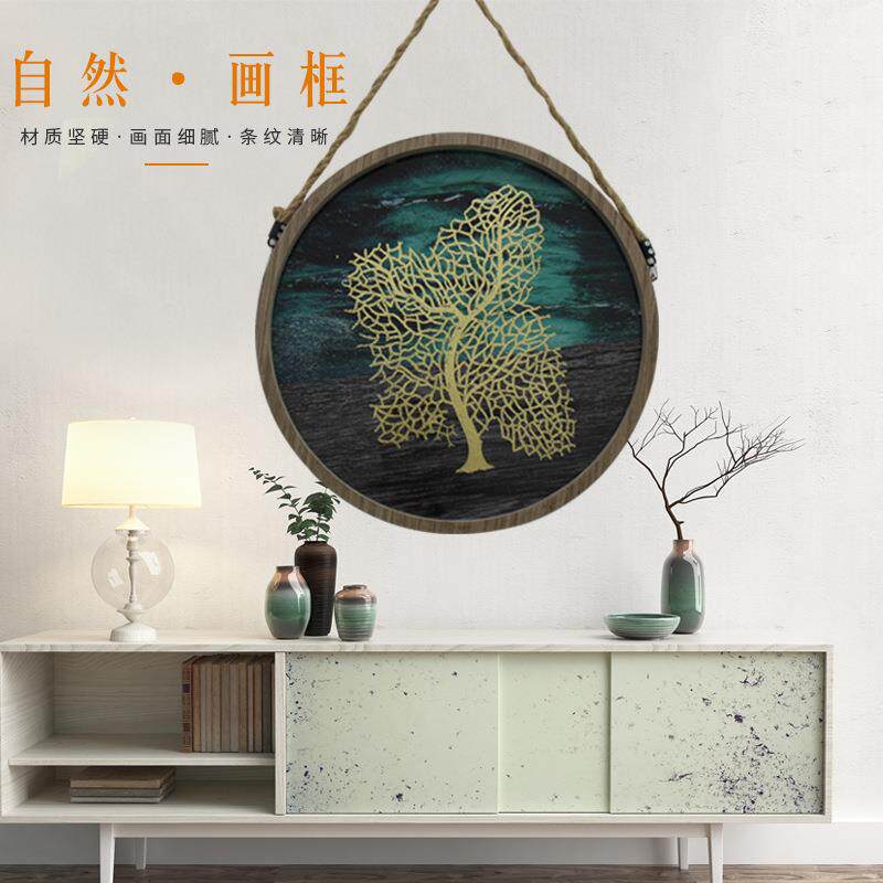 现代简约美式餐厅餐边柜装饰画烫金画芯珊瑚海洋题材挂画挂饰艺术