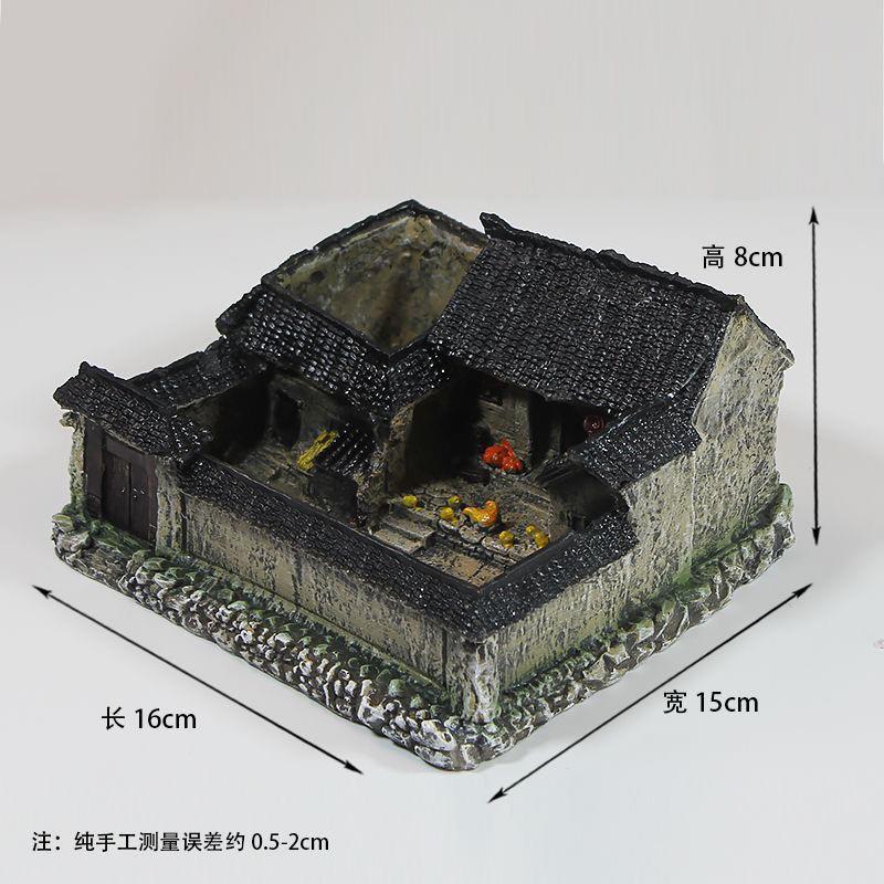 复古建筑物微缩农家小院树脂模型客厅阳台玄关微景观装饰摆件