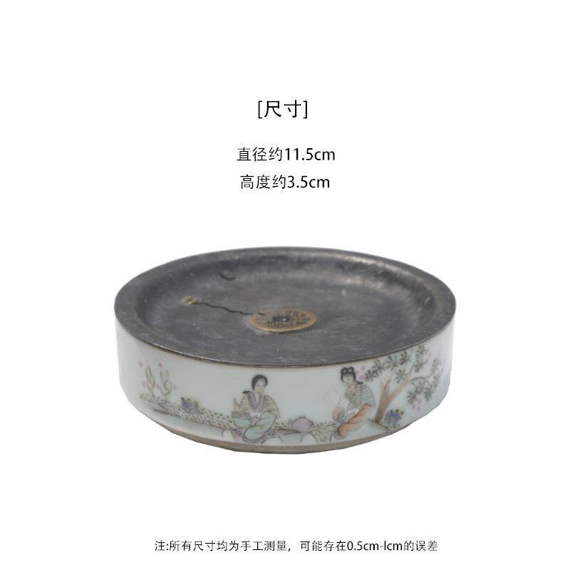 老瓷器 纯锡 手工建水壶承小茶盘 茶道配件