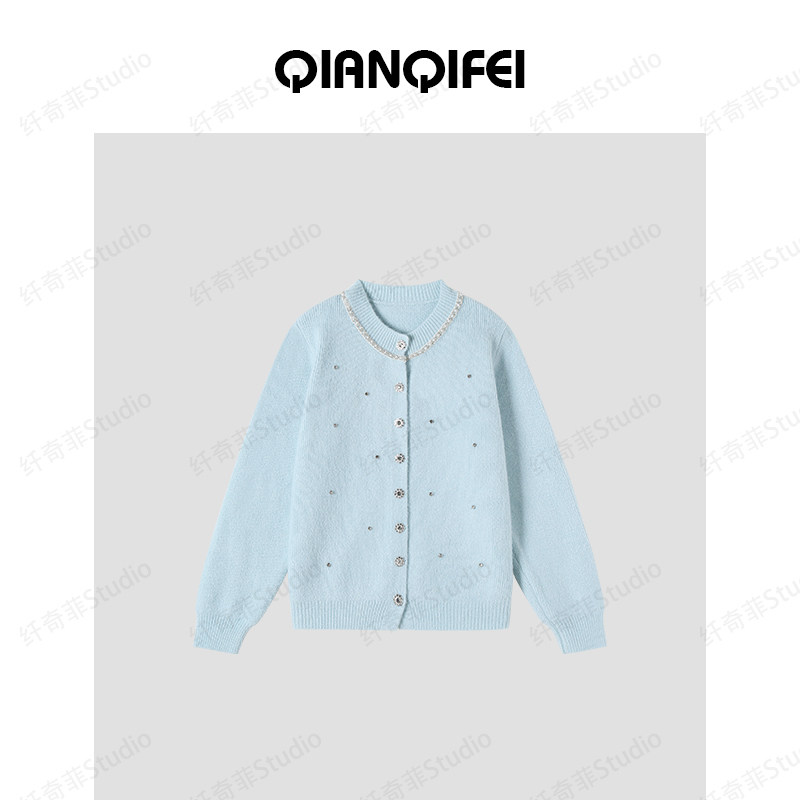 1-16H【纤奇菲】新款重工钉钻减龄气质圆领毛衣开衫 81050-1675,女装/女士精品,毛针织衫,淘宝优惠券,粉丝福利购,淘宝优惠卷