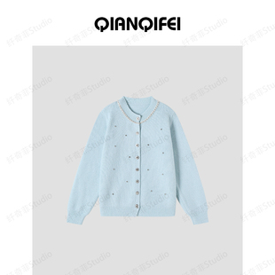 27H 81050 纤奇菲 重工钉钻减龄气质圆领毛衣开衫 1675 新款