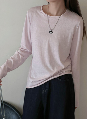 3-7F【卷边T】新款设计感后背中线宽松长袖T恤 81006-26013