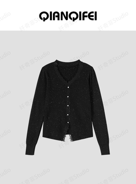 1.3H【纤奇菲】新款法式蕾丝镂空亮丝修身针织衫 81104-8812