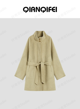 3-4F B 慕斯奶黄大衣~立领收腰直筒大衣 81070-D3AB44942A