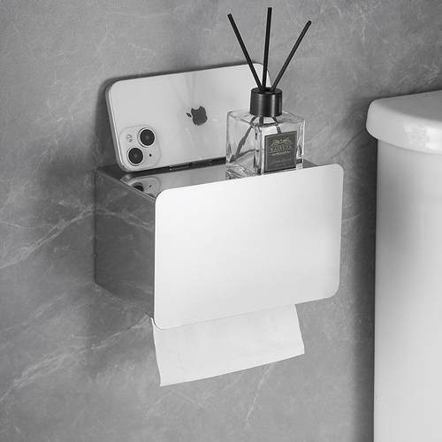 304不锈钢纸巾盒免打孔卫生间封闭式抽纸厕纸架浴室纸巾架壁挂式