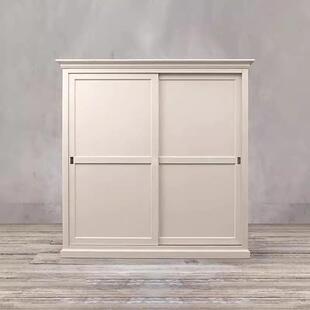 美式高端实木移门衣柜复古白法式轻奢简约推拉门衣橱现代家具