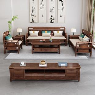 新中式小户型实木沙发客厅家用简约冬夏两用古典现代别墅家具直销