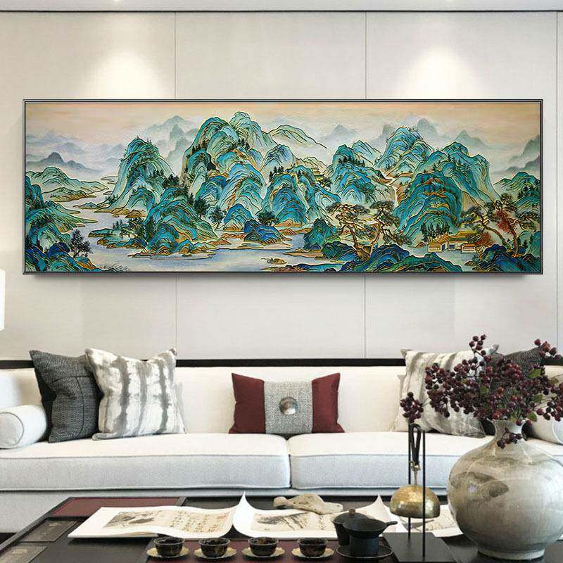 万壑松涛十字绣2024新款山水风景画大幅客厅满绣自己手工绣古典画