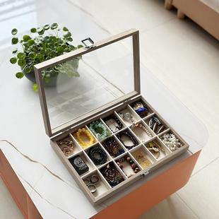 大容量解压小玩具收纳盒edc收藏箱透明玻璃盖子翻盖格子展示架