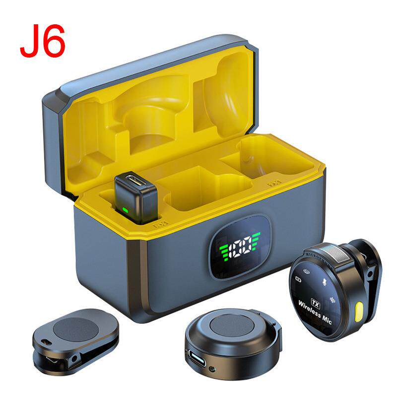新品无线领夹麦克风J6双麦户外直播降噪磁吸领夹麦工程