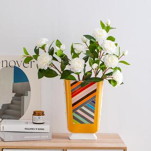 蜀门简约轻奢电视柜陶瓷宽口花瓶装饰鲜花客厅落地餐桌高级感摆件