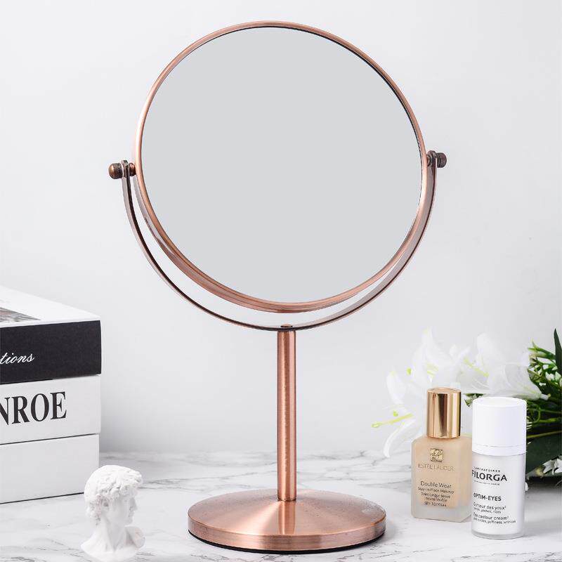 安彩化妆镜台式复古公主高清双面镜大号学生宿舍随身梳妆补妆镜