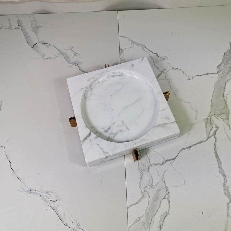 现代简约欧式大理石烟灰缸摆件样板房售楼处茶几洽谈桌别墅饰品