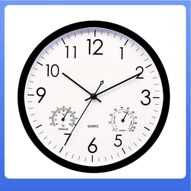 挂钟温湿度12寸石英钟表客厅卧室简约时钟