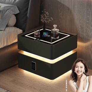 智能床头柜保险箱一体家用卧室2025新款轻奢高级感实木收纳柜子