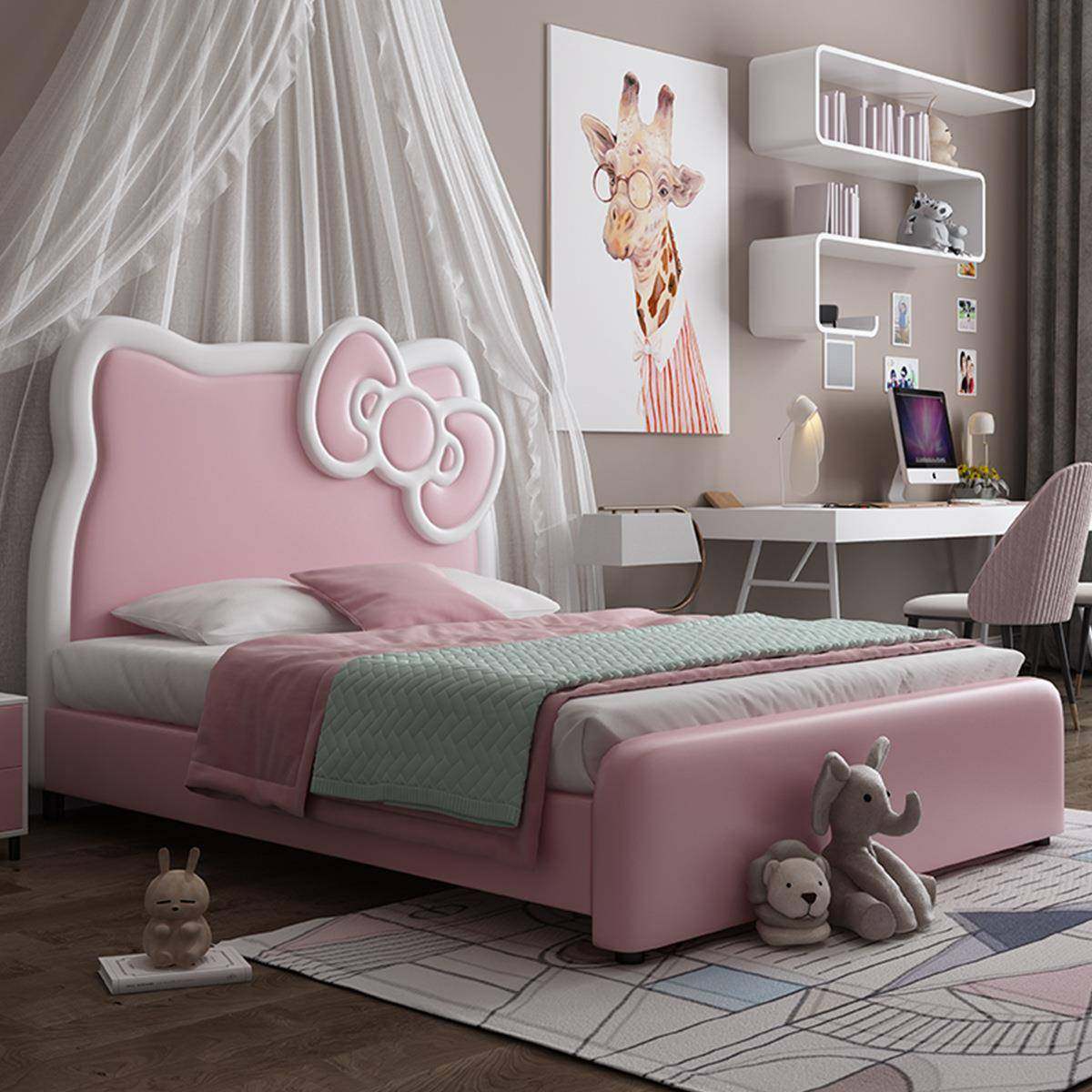 儿童床女孩粉色公主床带储物抽屉卡通少女蝴蝶结猫床1.5米单人床,工业油品/胶粘/化学/实验室用品,其他实验室设备,淘宝优惠券,粉丝福利购,淘宝优惠卷