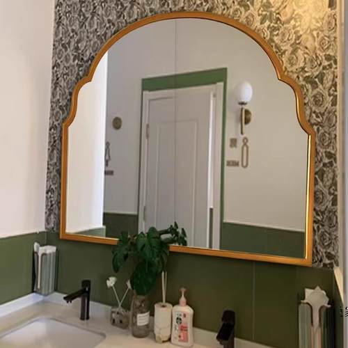 IL美式复古浴室镜轻奢简约壁挂梳妆镜洗手间智能除雾镜子法式化妆