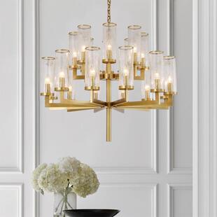 全铜裂纹玻璃楼梯新中式美式客厅VC吊灯轻涩简约现代枝形餐厅卧室