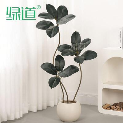 大型黑金刚橡皮树仿真绿植客厅电视柜旁边落地摆件假植物高端轻奢