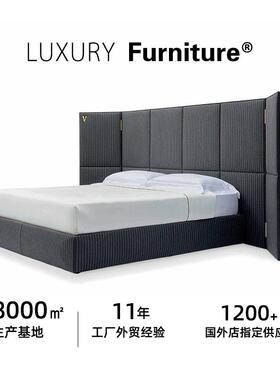 出口意式轻奢豪宅双人床绒布软包大床V-Kingbed主卧高档床家具