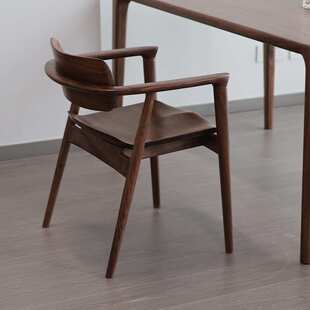 黑胡桃木餐椅家用2024新款实木客厅书桌凳子靠背现代简约川上椅子