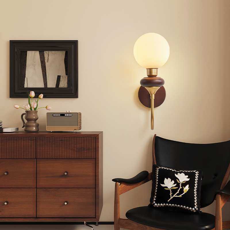 法式中古卧室床头灯创意复古法式中古风走廊带过道卫生间阅读壁灯