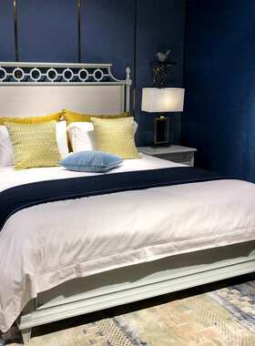 美式主卧室床1.8米简欧双人床白色现代简约婚床1.5米婚床